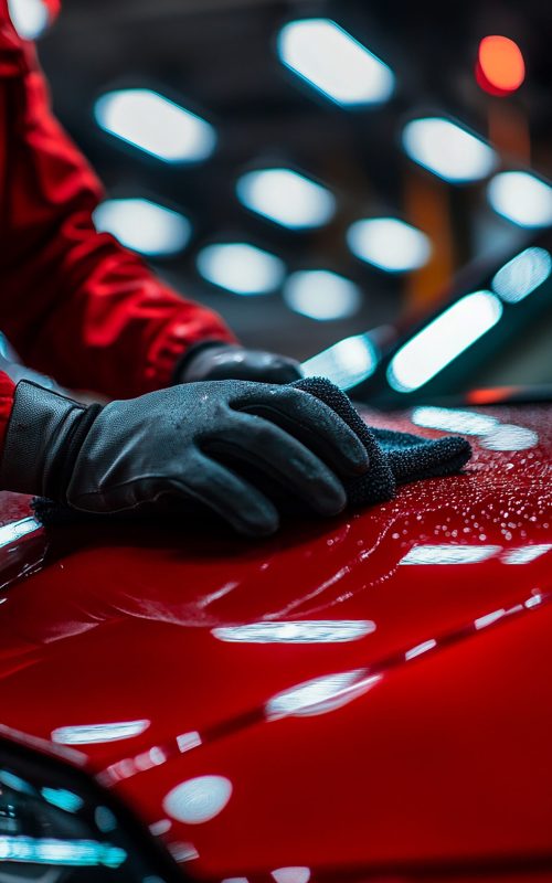 person-red-black-glove-is-holding-red-car